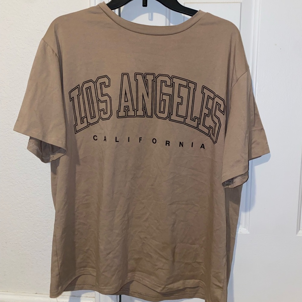 Oversized Brown/Tan/Dark Sandy T-Shirt trendy “Los Angeles”